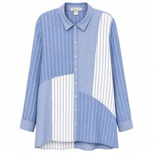 Coldwater Creek Coastal Boho Linen Button-up Shirt Women Size Large Euro Summer
